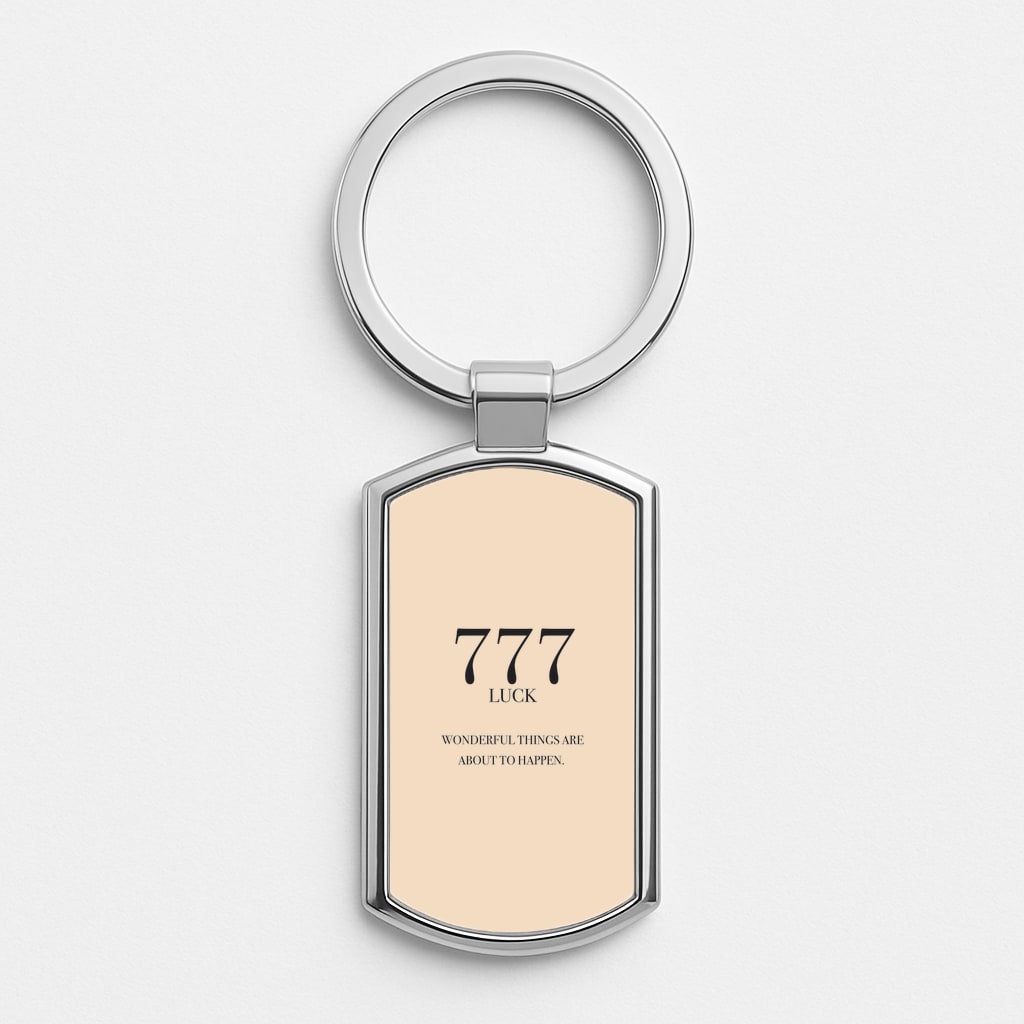777 - Angel Numbers Silver Keyring
