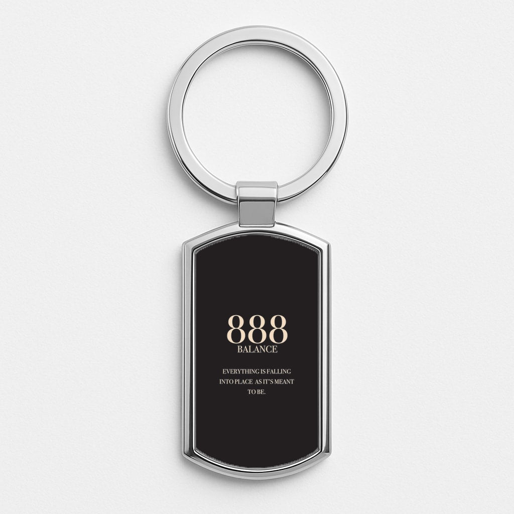 888 - Angel Numbers Silver Keyring