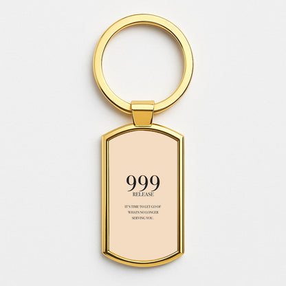 999 - Angel Numbers Gold Keyring
