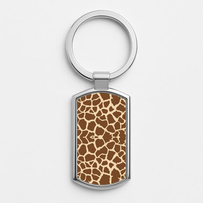 Giraffe - Animal Patterns Silver Keyring