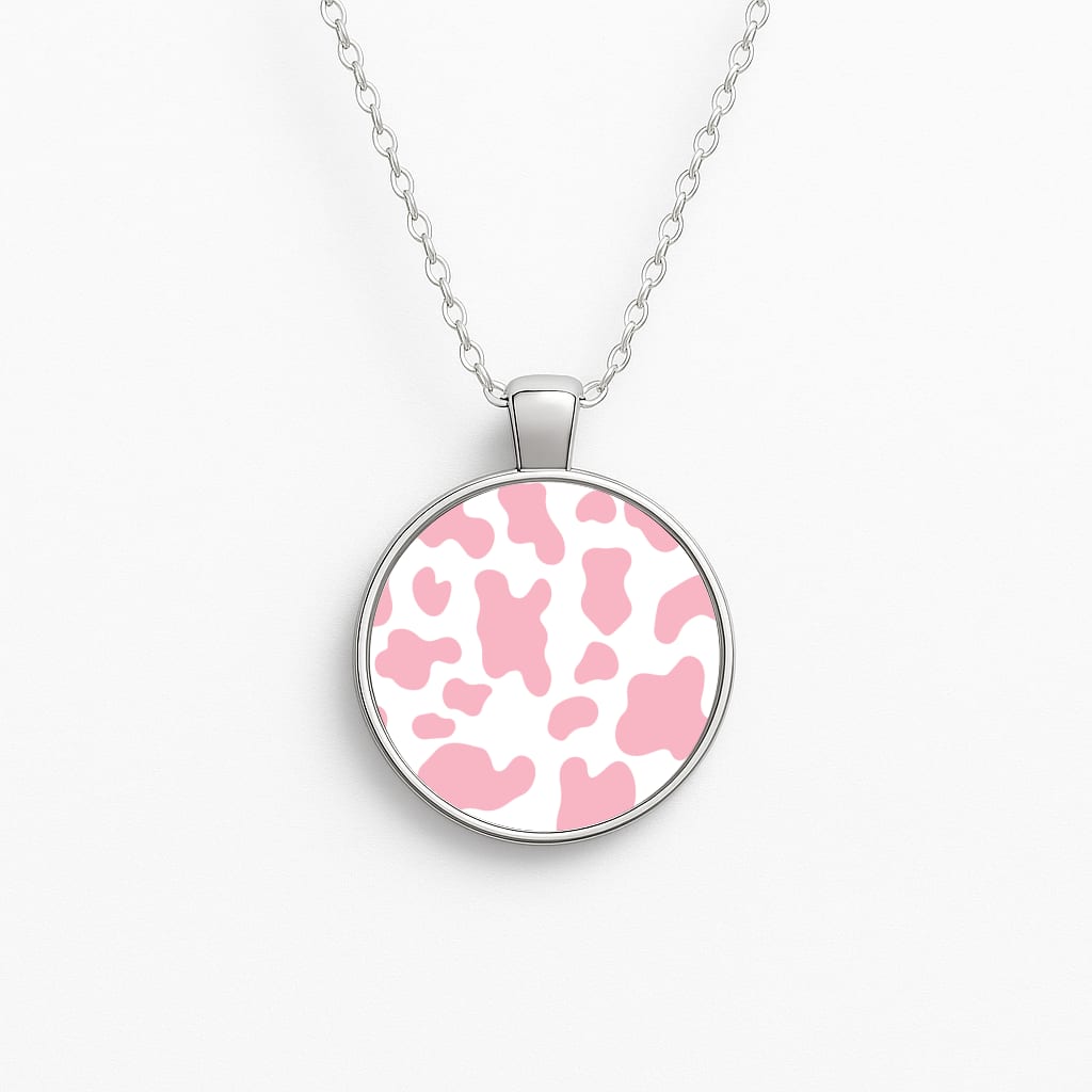 Pink Cow - Animal Patterns Circle Necklace