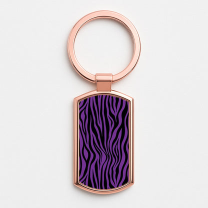 Purple Zebra - Animal Patterns Rose Gold Keyring