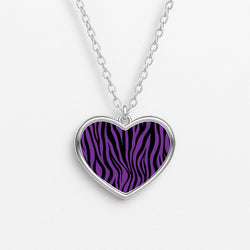 Purple Zebra - Animal Patterns Heart Necklace
