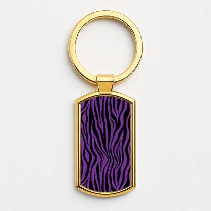 Purple Zebra - Animal Patterns Gold Keyring