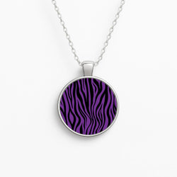 Purple Zebra - Animal Patterns Circle Necklace