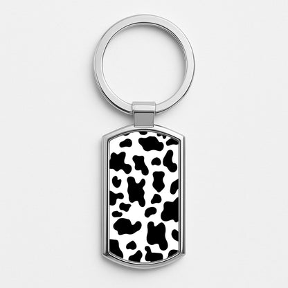 Cow - Animal Patterns Silver Keyring