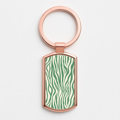 Green Zebra - Animal Patterns Rose Gold Keyring
