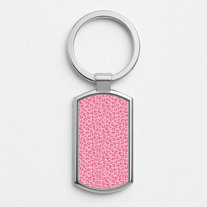 Pink Cheetah - Animal Patterns Silver Keyring