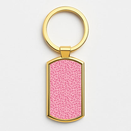 Pink Cheetah - Animal Patterns Gold Keyring