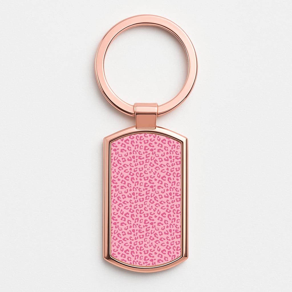 Pink Cheetah - Animal Patterns Rose Gold Keyring