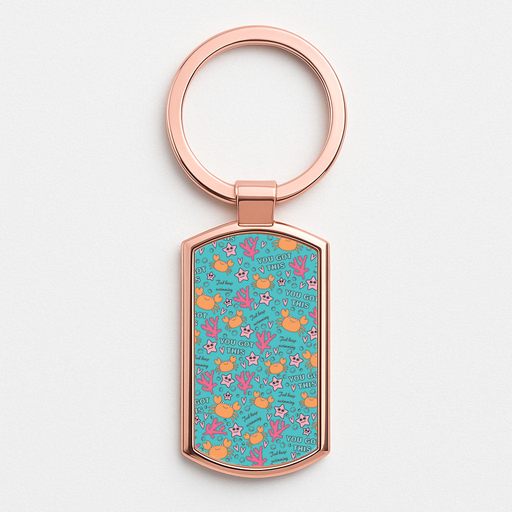 Crabs - Animal Patterns Rose Gold Keyring