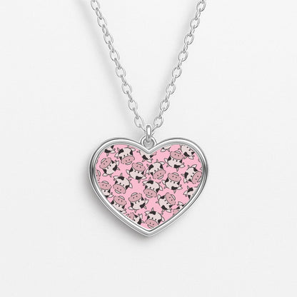 Cows - Animal Patterns Heart Necklace