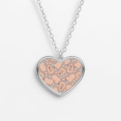 Capybara - Animal Patterns Heart Necklace