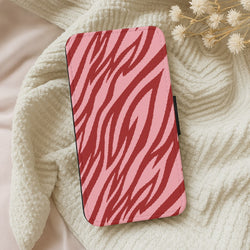 Red And Pink Tiger Print Wallet Phone Case