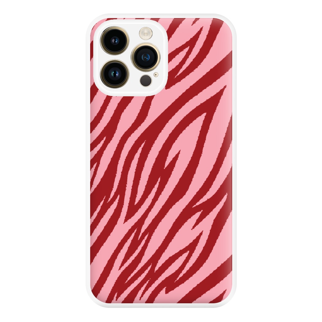 Red And Pink Tiger Print Phone Case for iPhone 14 Pro Max