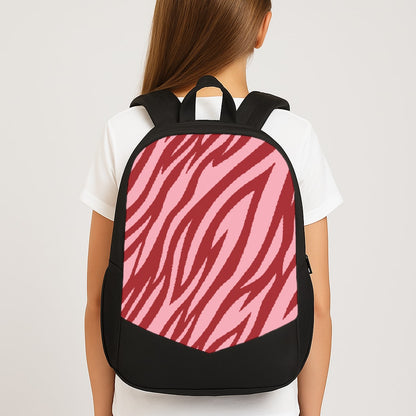 Red And Pink Tiger Print Large School Bag