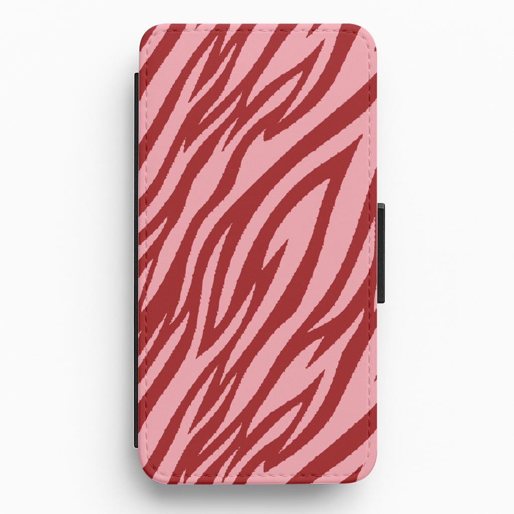 Red And Pink Tiger Print Flip / Wallet Phone Case