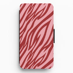 Red And Pink Tiger Print Flip / Wallet Phone Case