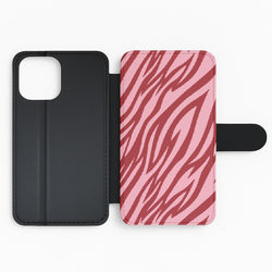 Red And Pink Tiger Print Flip Phone Case