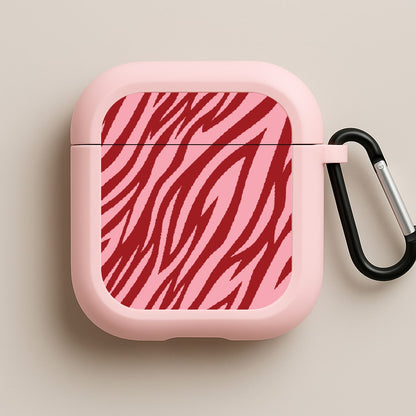 Red And Pink Tiger Print Pink AirPods Case