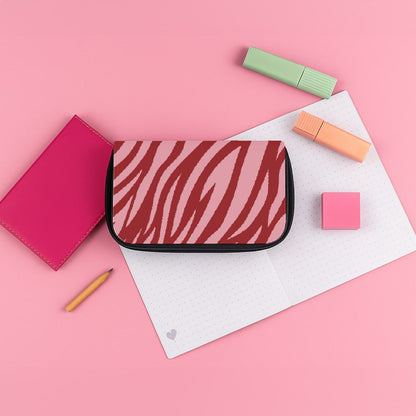 Red And Pink Tiger Print Pencil Case