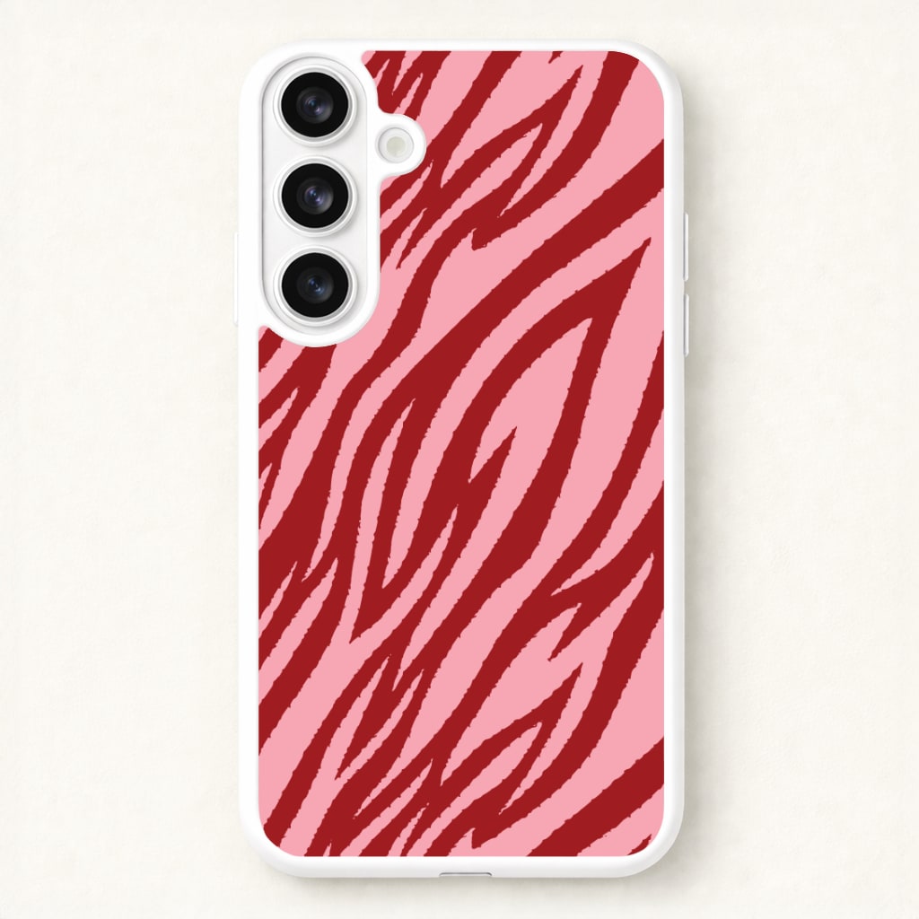 Red And Pink Tiger Print Phone Case for Galaxy S26