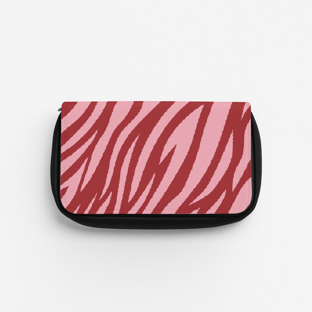 Red And Pink Tiger Print Pencil Case