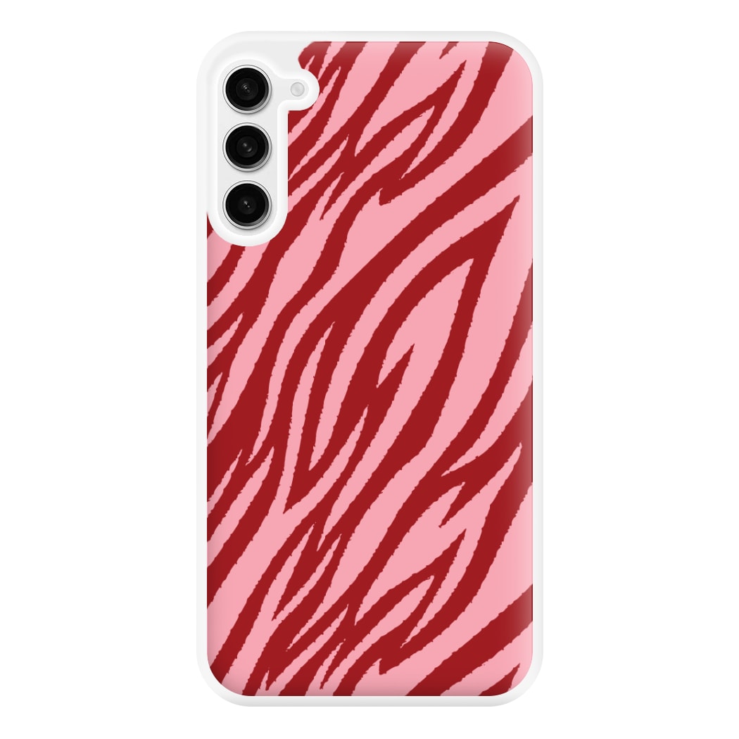 Red And Pink Tiger Print Phone Case for Galaxy S23FE
