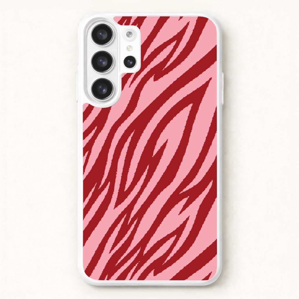 Red And Pink Tiger Print Phone Case for Galaxy S26 Ultra