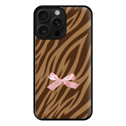 Coquette Brown Tiger Print Phone Case for iPhone 16 Pro Max