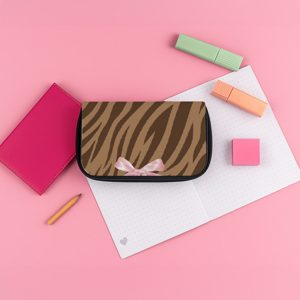 Coquette Brown Tiger Print Pencil Case