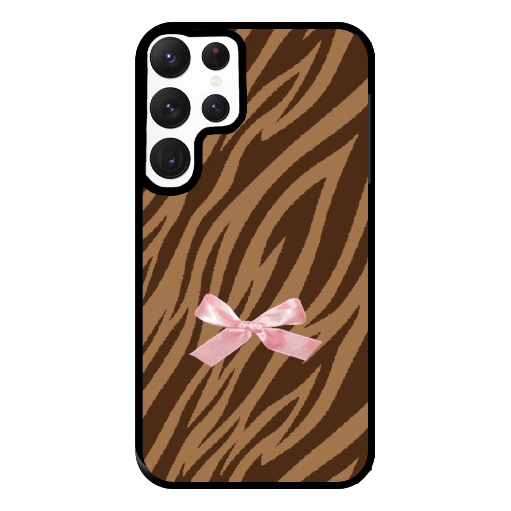 Coquette Brown Tiger Print Phone Case for Galaxy S22 Ultra