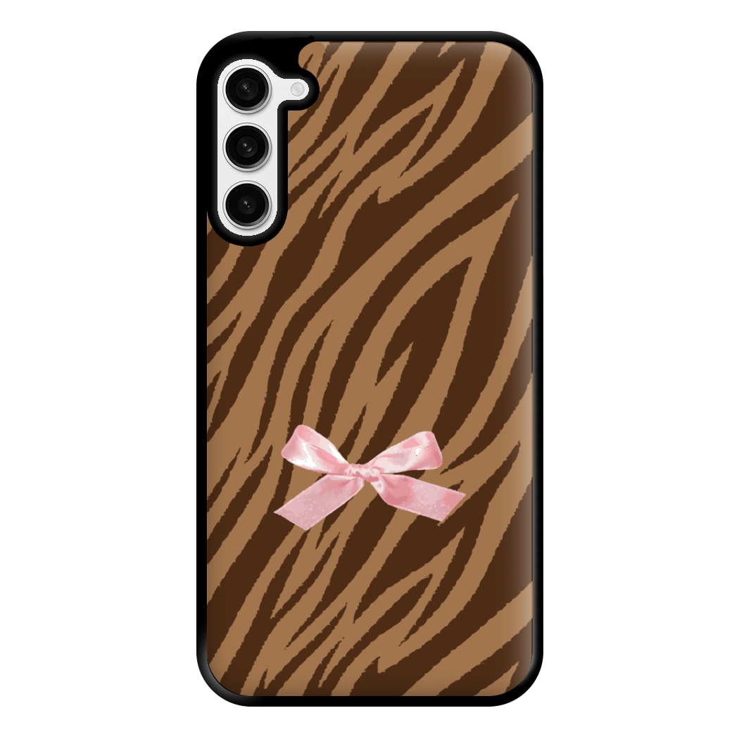 Coquette Brown Tiger Print Phone Case for Galaxy S23 Plus
