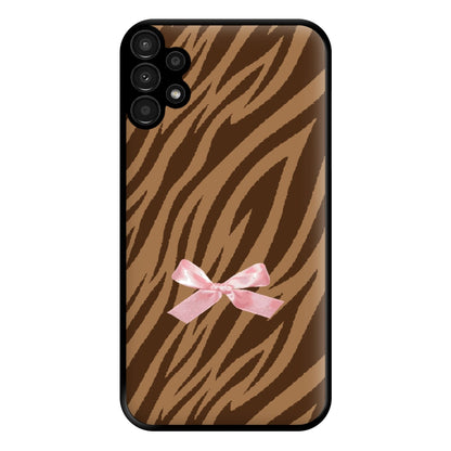 Coquette Brown Tiger Print Phone Case for Galaxy A13