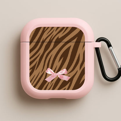Coquette Brown Tiger Print Pink AirPods Case