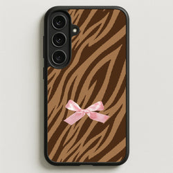 Coquette Brown Tiger Print Phone Case for Galaxy S25FE
