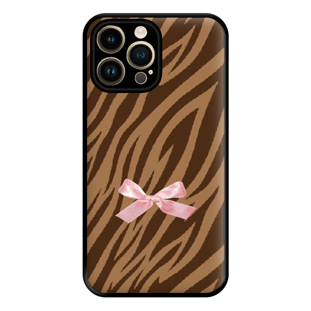Coquette Brown Tiger Print Phone Case for iPhone 14 Pro Max