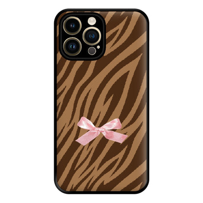 Coquette Brown Tiger Print Phone Case for iPhone 14 Pro Max