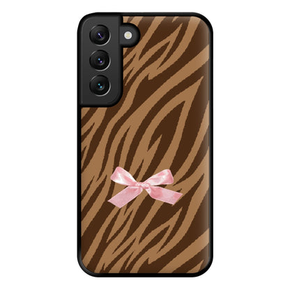 Coquette Brown Tiger Print Phone Case for Galaxy S22 Plus
