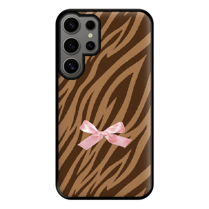 Coquette Brown Tiger Print Phone Case for Galaxy S24 Ultra