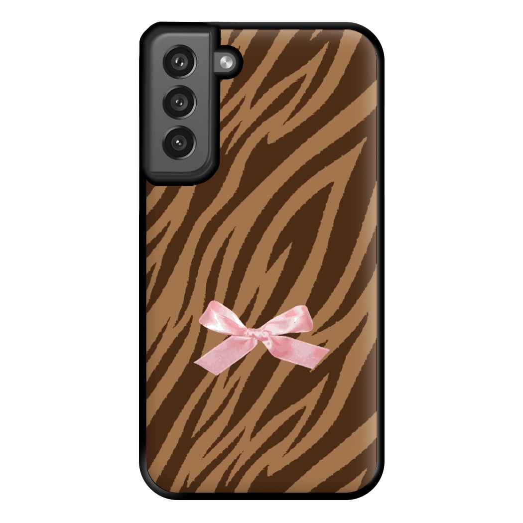 Coquette Brown Tiger Print Phone Case for Galaxy S21FE