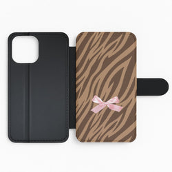Coquette Brown Tiger Print Flip Phone Case