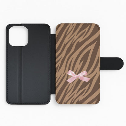 Coquette Brown Tiger Print Flip Phone Case