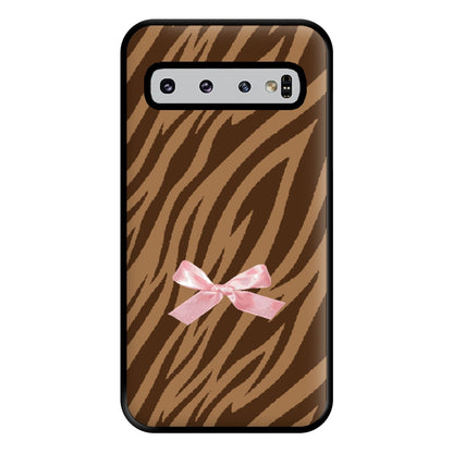Coquette Brown Tiger Print Phone Case for Galaxy S10 Plus