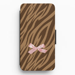 Coquette Brown Tiger Print Flip / Wallet Phone Case