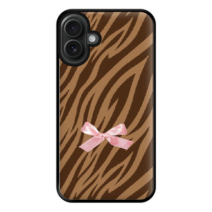 Coquette Brown Tiger Print Phone Case for iPhone 16 Plus