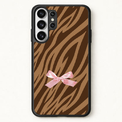 Coquette Brown Tiger Print Phone Case for Galaxy S26 Ultra