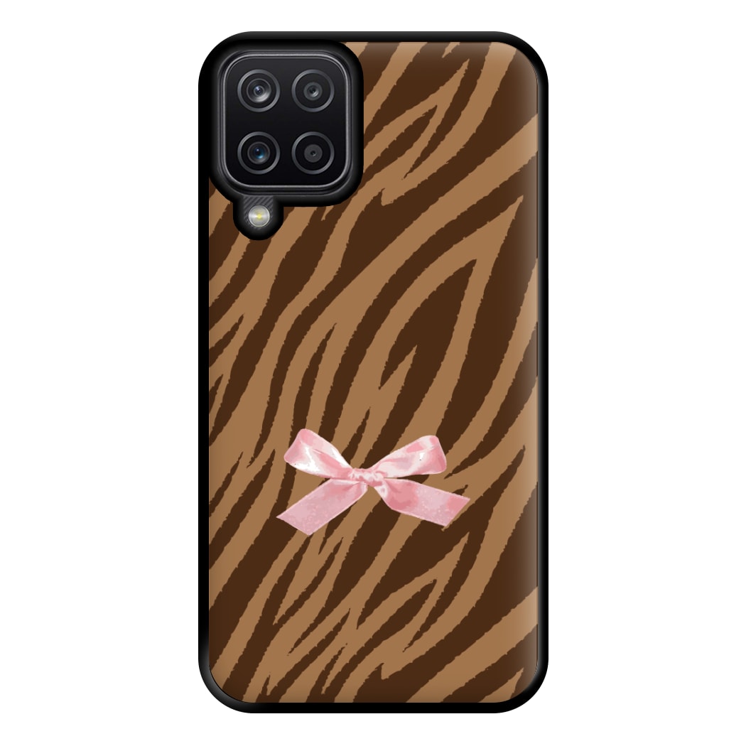 Coquette Brown Tiger Print Phone Case for Galaxy A12