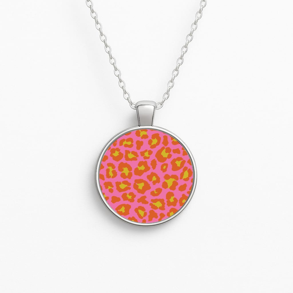 Vibrant Cheetah Print Circle Necklace