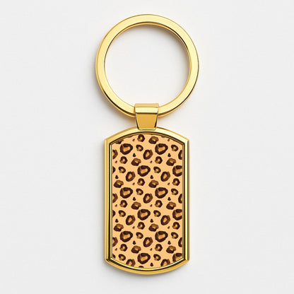 Watercolour Cheetah Print Gold Keyring
